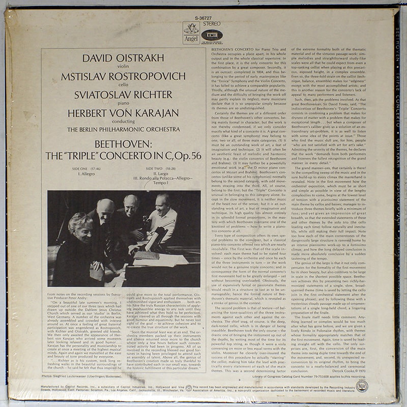 Oistrakh, Rostropovich, Richter, Karayan (, , ) / Beethoven Triple Concerto