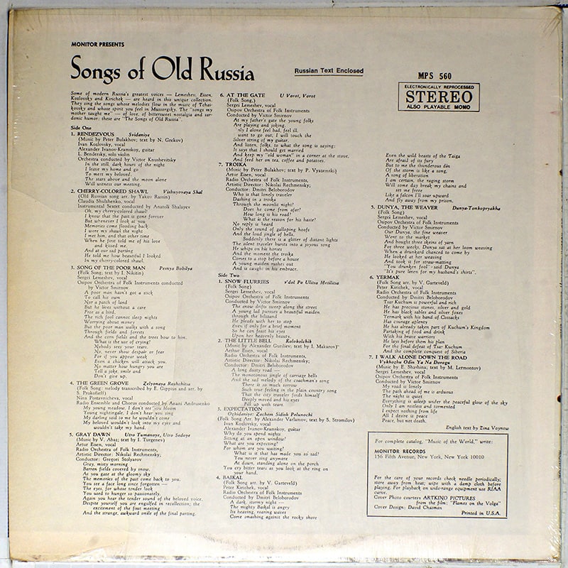 Songs Of Old Russia / Monitor MPS 560 [J2]