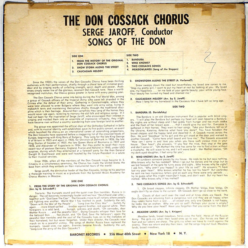 The Don Cossack Chorus (Serge Jarof) (  ) /   [J2]