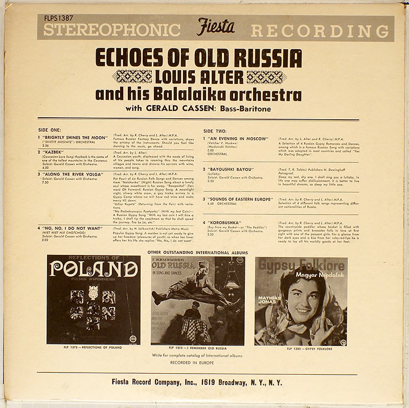 Echoes Of Old Russia (Louis Alter and Balalaika Orch) / FLPS 1387 [J2]