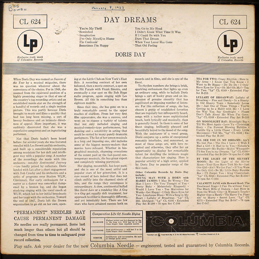 Doris Day / Day Dreams (VG+/VG+) [B3] США - шестиглазая COLUMBIA