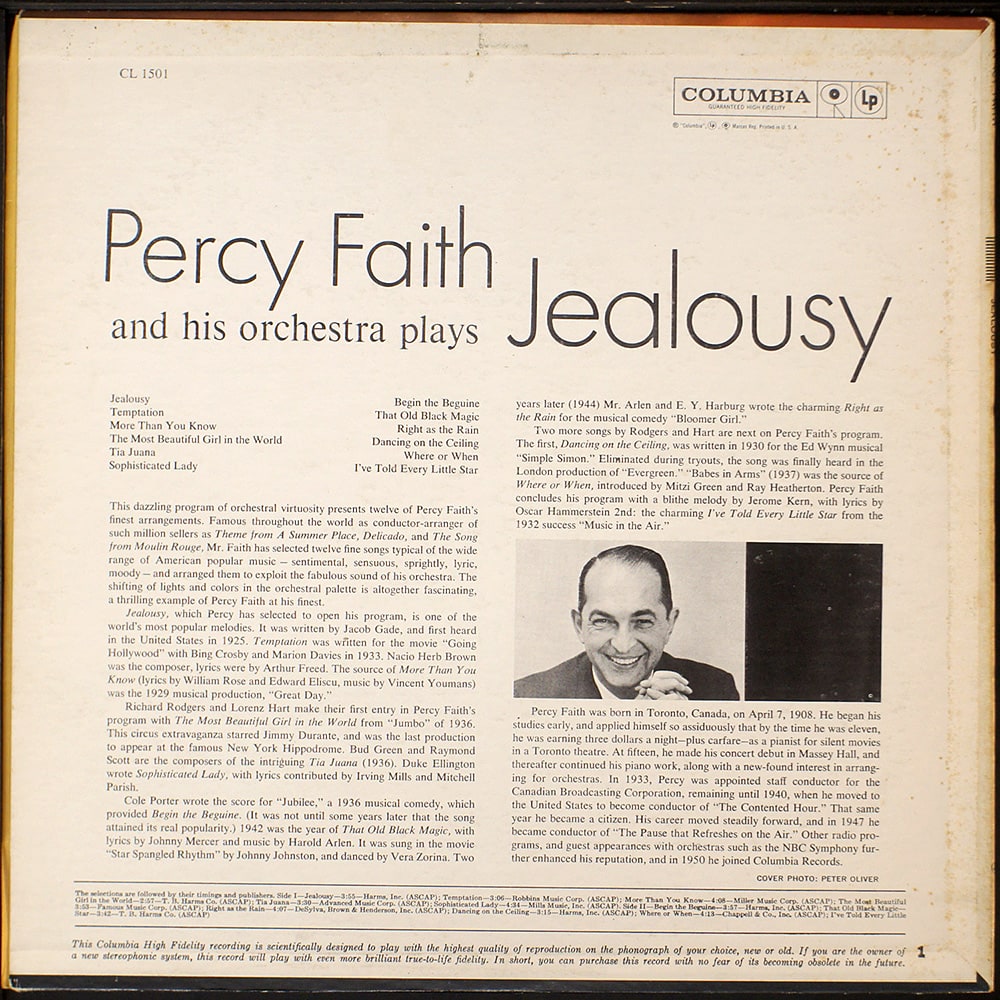 Percy Faith / Jealousy (NM/NM) [D1]