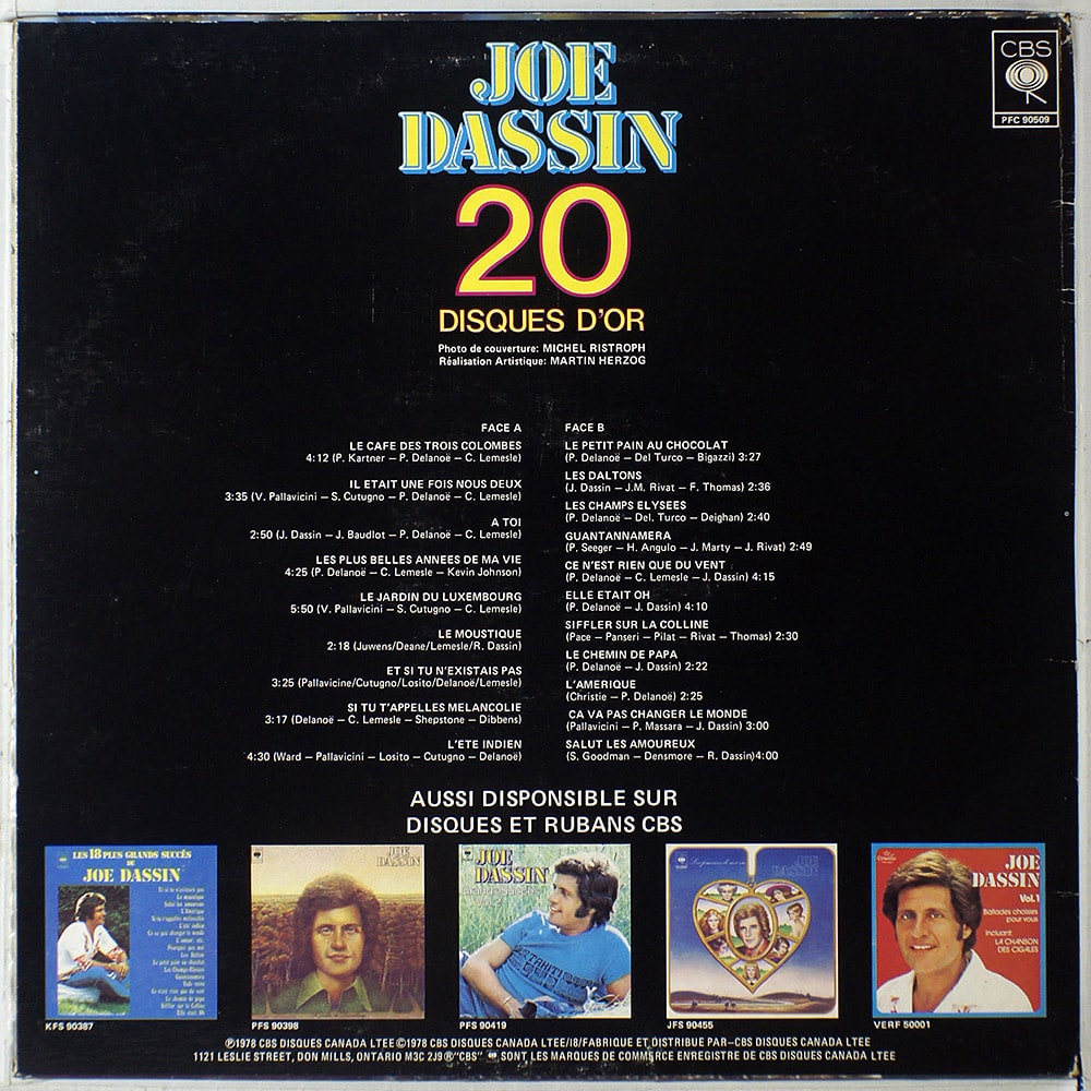 Joe Dassin / 20 Disques D`Or / CANADA [B5]
