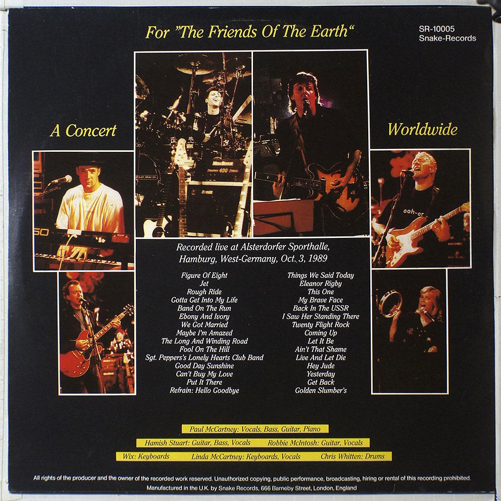Paul McCartney / Friends Of The Earth World Tour 1990 (bootleg) 2xLP [D5]