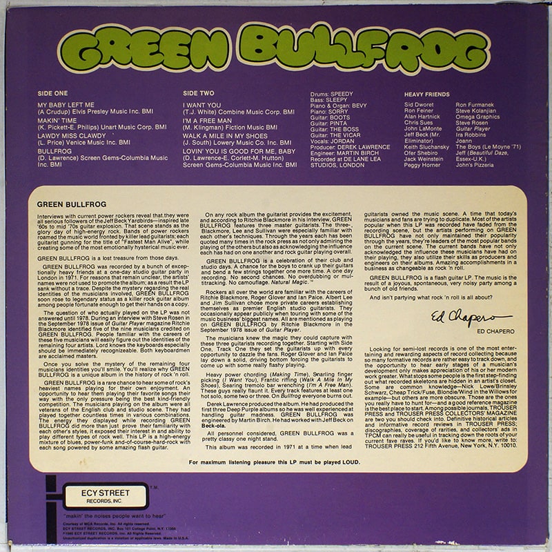 Ritchie Blackmore / Green Bullfrog USA ESY 16 [A5] RARE
