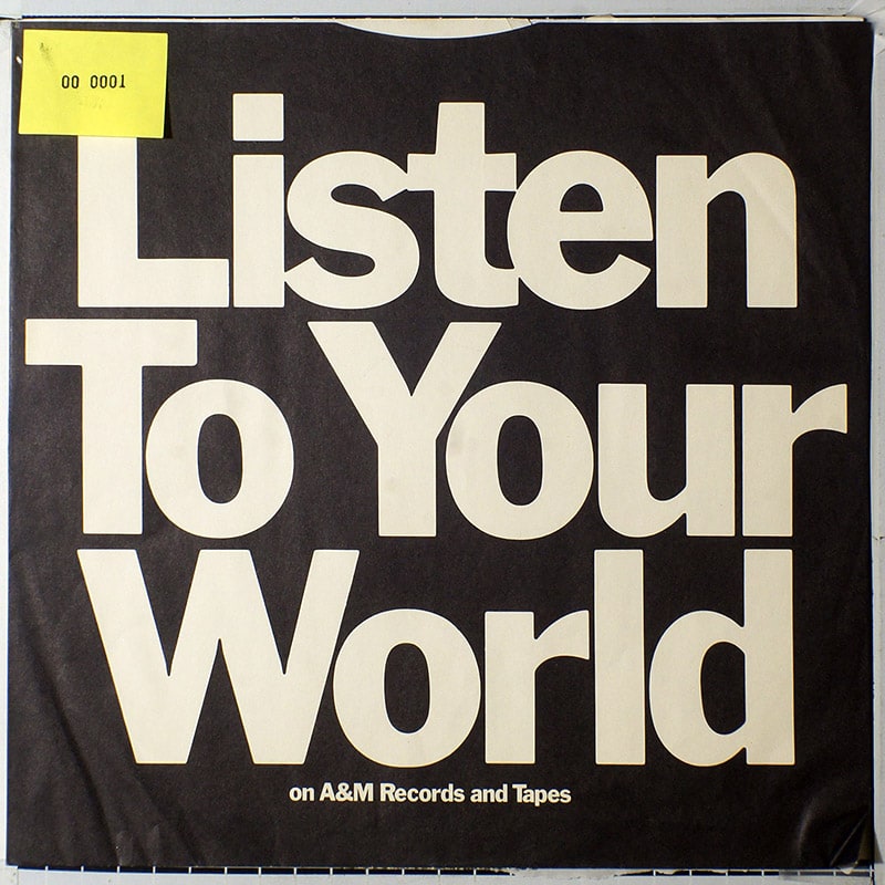 Generic inner sleeve 12" - A&M Records (Listen To Your World) (USA) вкладка д/пласт. [x001]