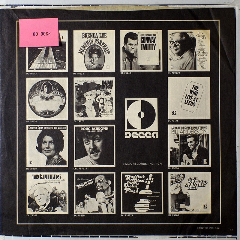Generic inner sleeve 12" - Decca Records (black 1971) (USA) вкладка д/пласт. [x0062]