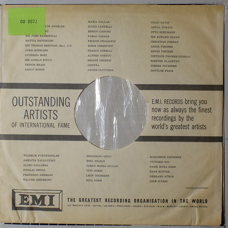 Generic inner sleeve 12" - EMI (outstanding artists) (UK) вкладка д/пласт. [x072]