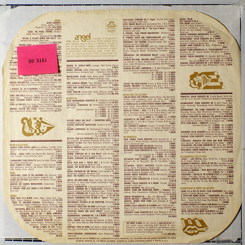 Generic inner sleeve 12" - Angel Records (round corners) (USA) вкладка д/пласт. [x101]